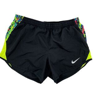 Nike Dri-Fit Neon Abstract Athletic Running Workout Tempo Shorts Black Lime
